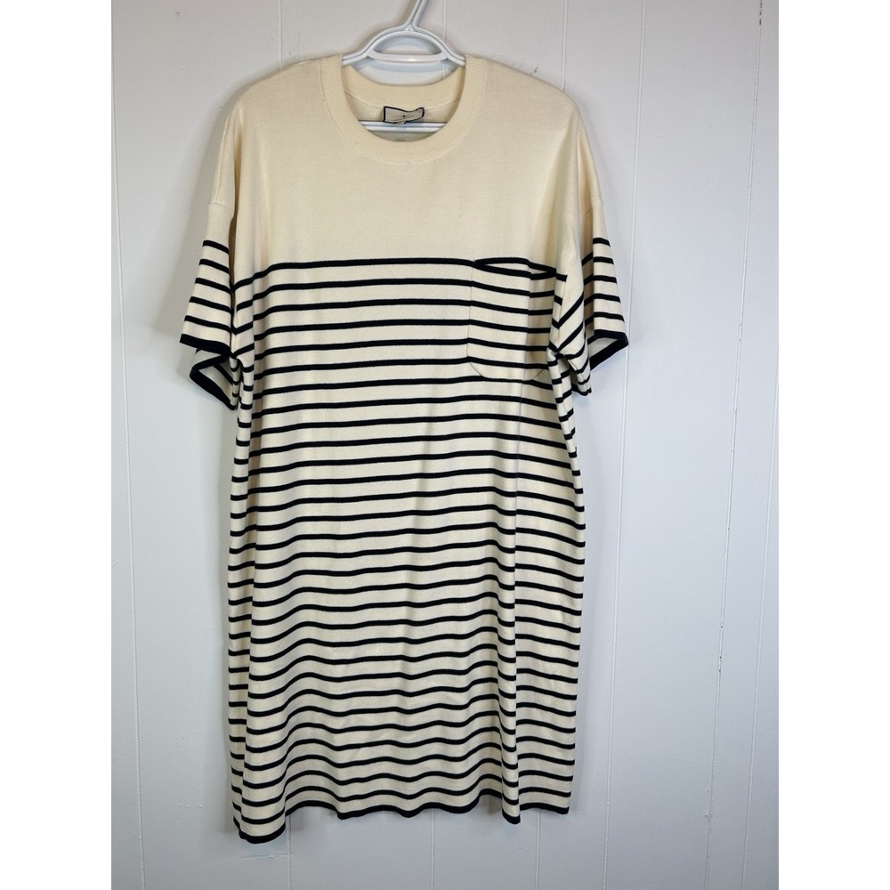 Tuckernuck Navy Knit Striped Frenchie Dress Sz XL Nautical Coastal 351